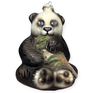Lauscha Glas Creation Original Blown Glass Panda Bear Christmas Ornament w/Box